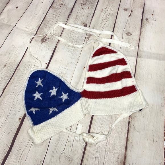 COPY - Cute American flag crochet bikini crop top....M/L - Picture 1 of 4